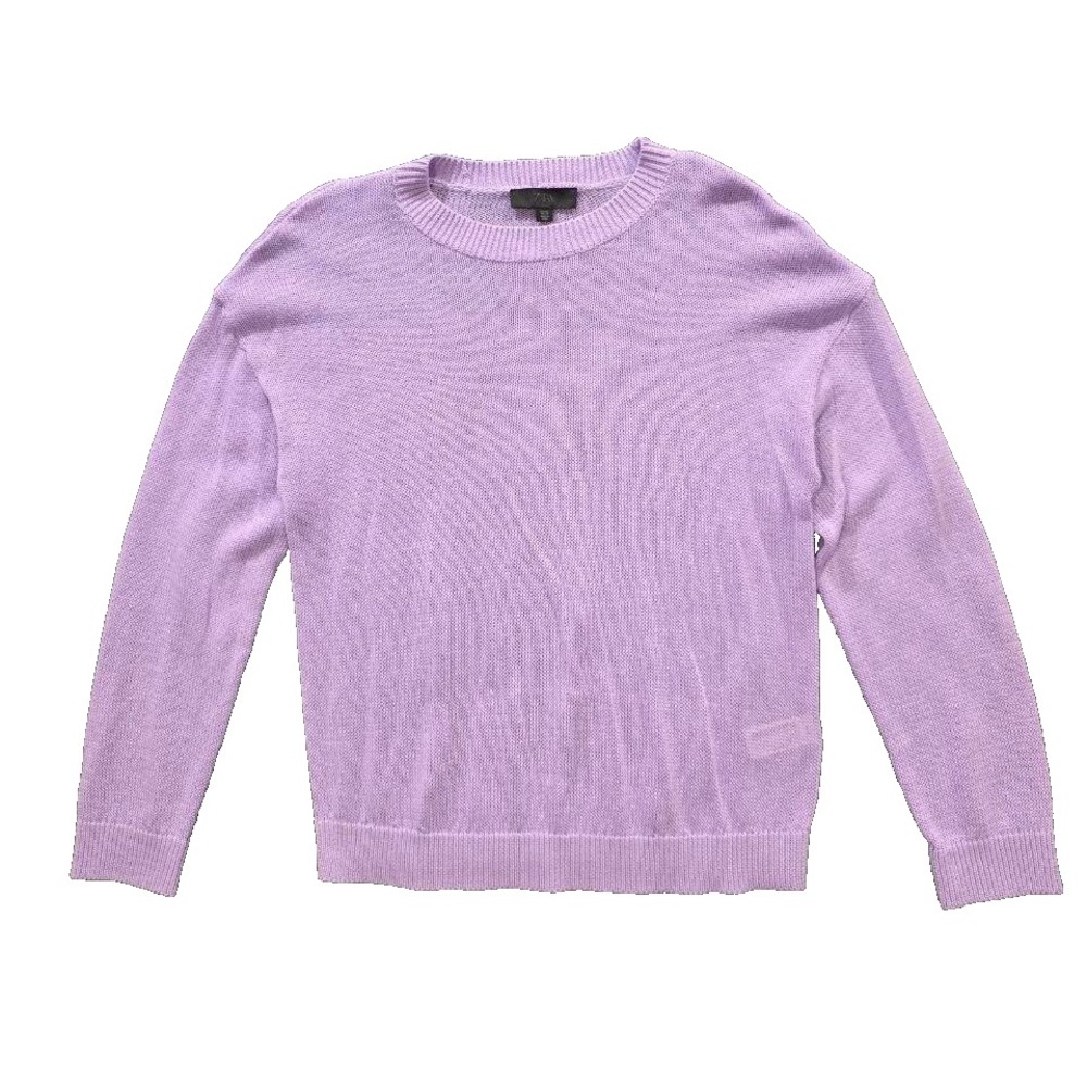 ZARA thin lavender (purple) sweater wool blend round neckline Large A010449